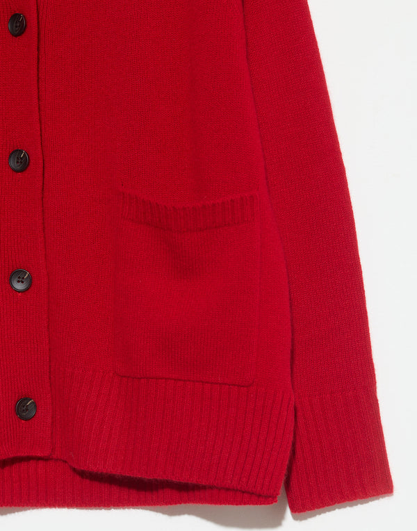 Scarlet Red Cashmere Chunky Deluxe Cardigan