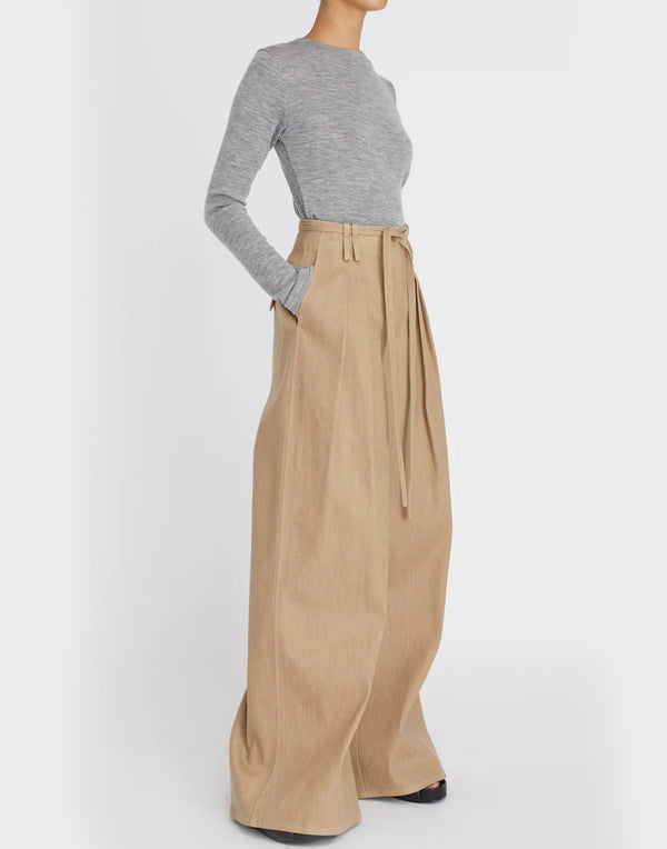 Camel Cotton Wide Leg Smith Pants