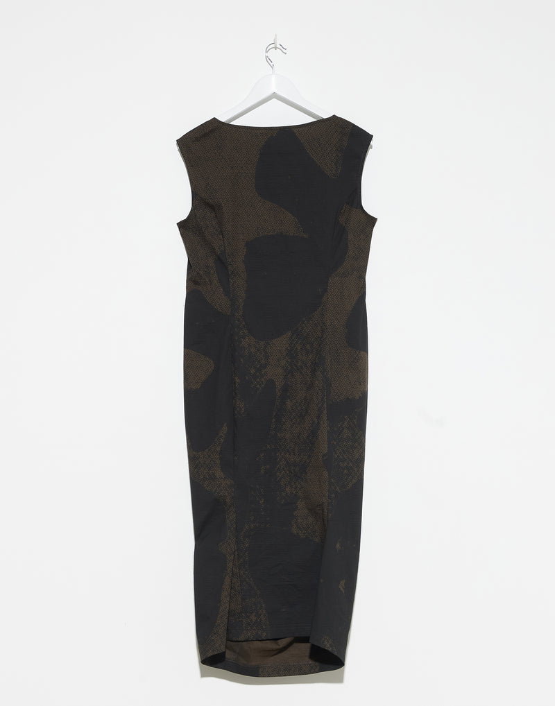 Printed Linen Blend Sleeveless Dress