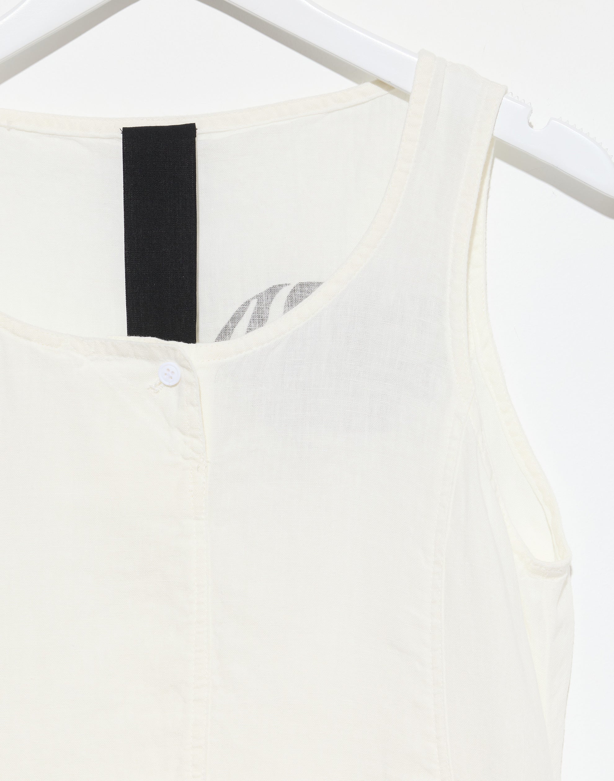 Off White Linen Sleeveless Dress