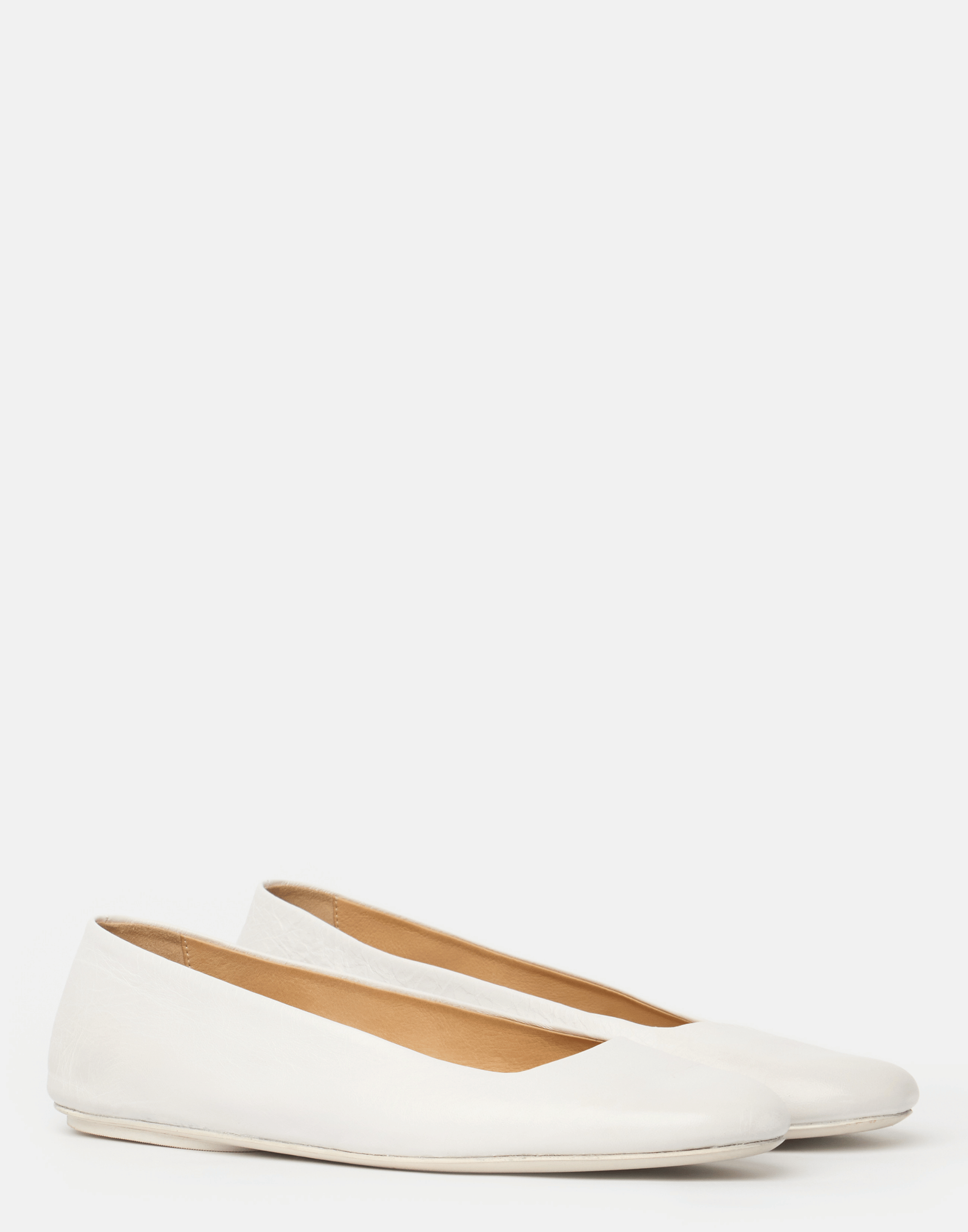 White Leather Distesa Ballerina Shoes