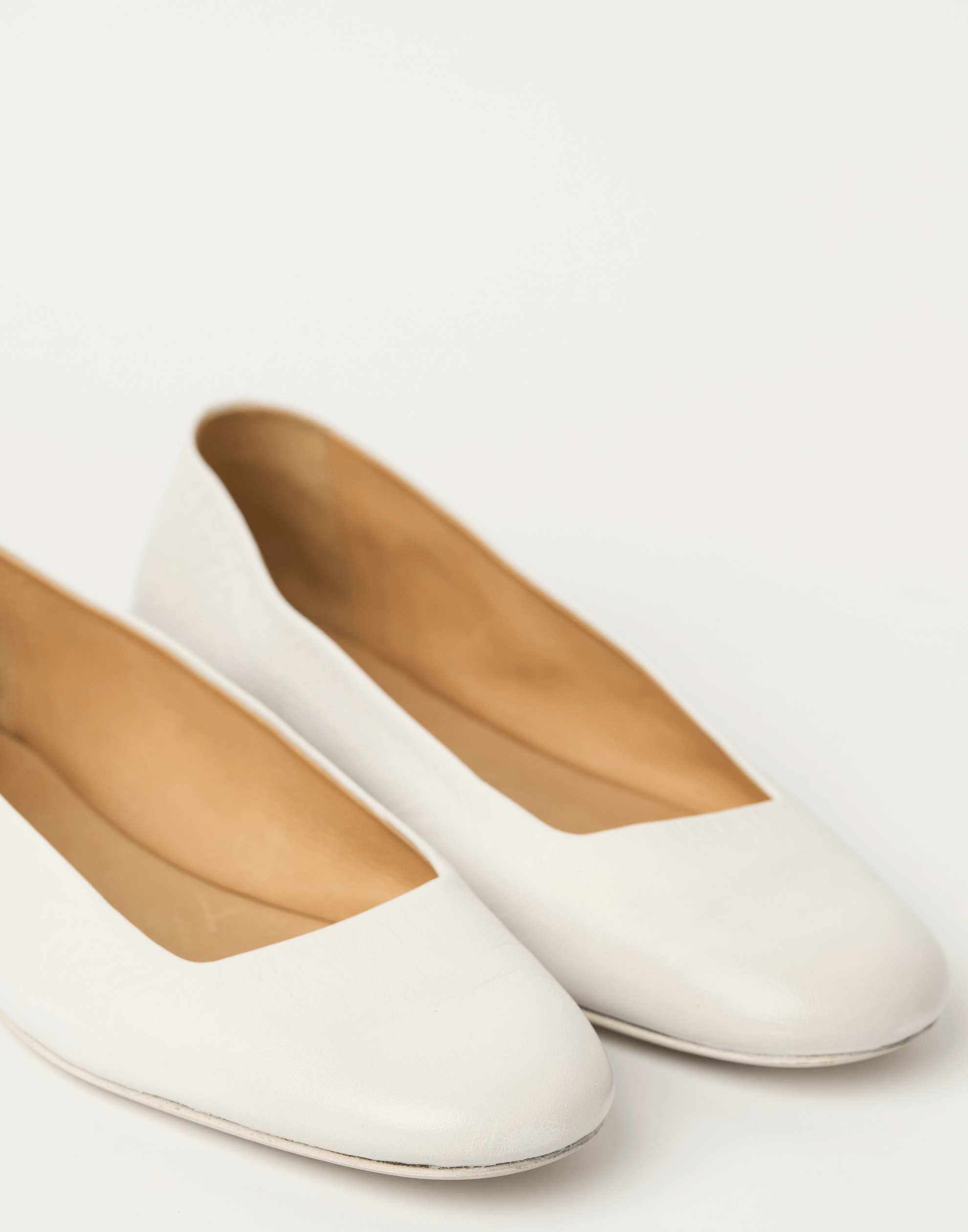White Leather Distesa Ballerina Shoes