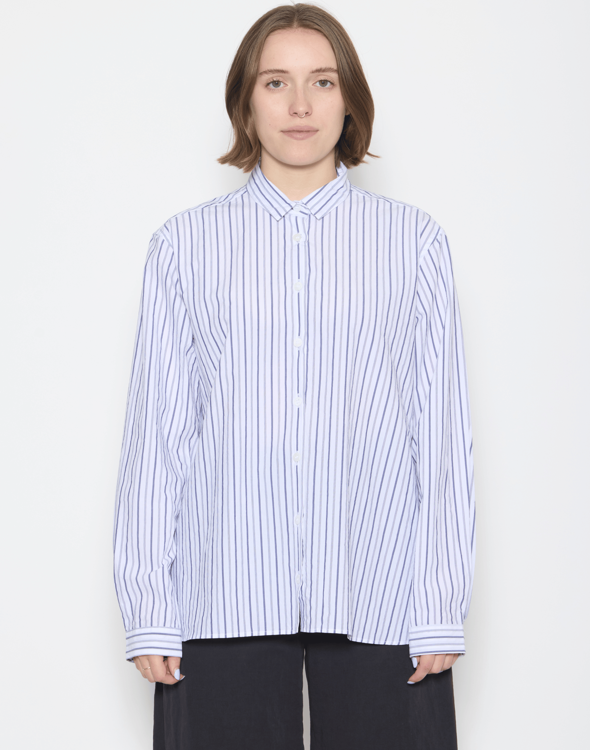 Multi Stripe Cotton Loose Tyrol Shirt