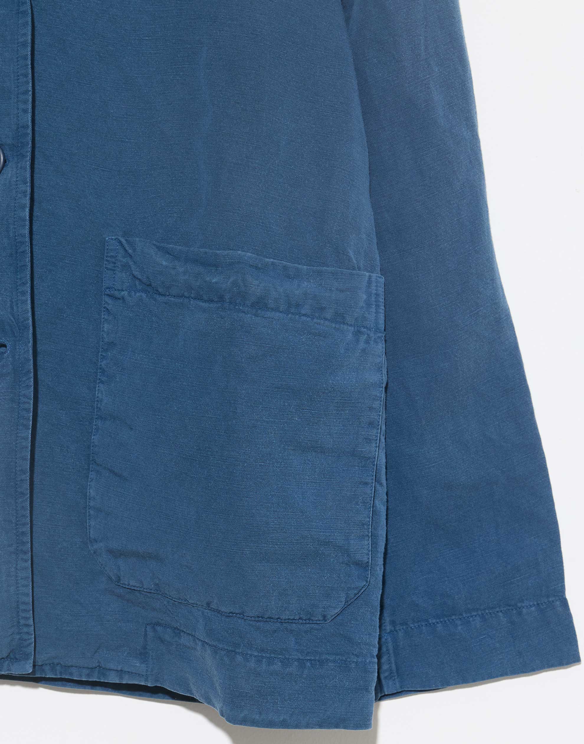 Blue Linen Blend Puddy Jacket