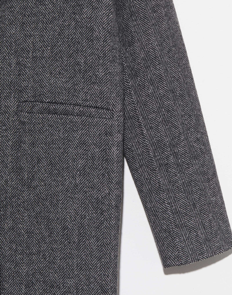 Charcoal Herringbone Wool Thomas Coat
