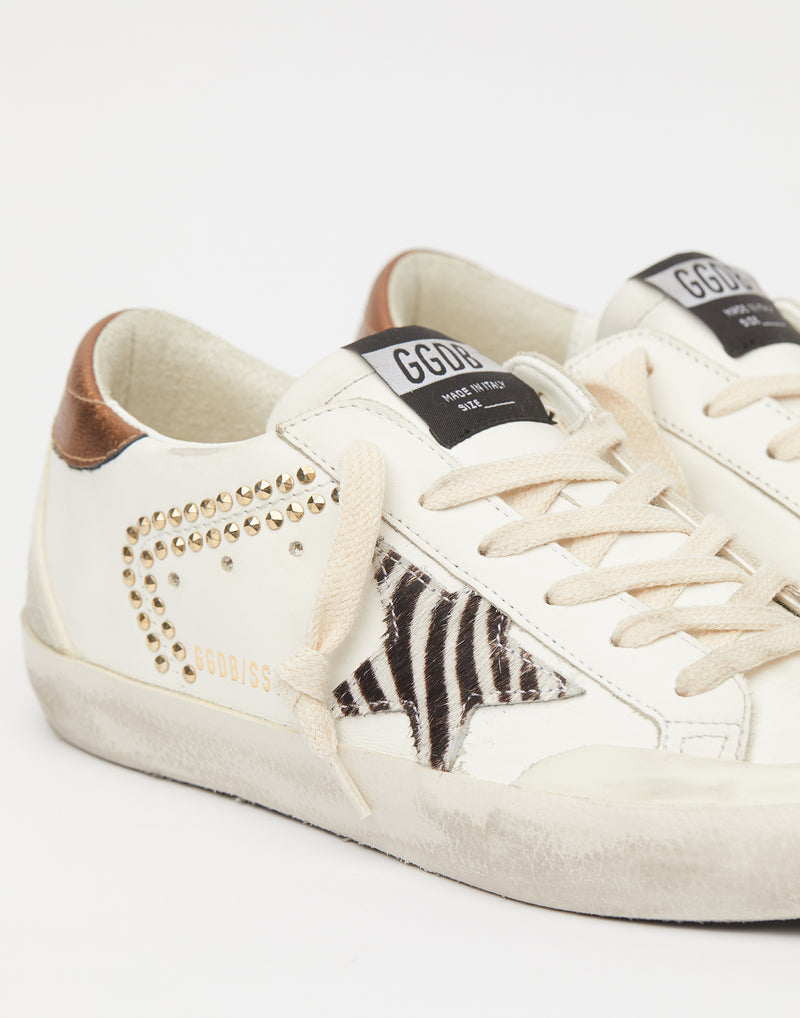 White & Bronze Studded Superstar Sneakers