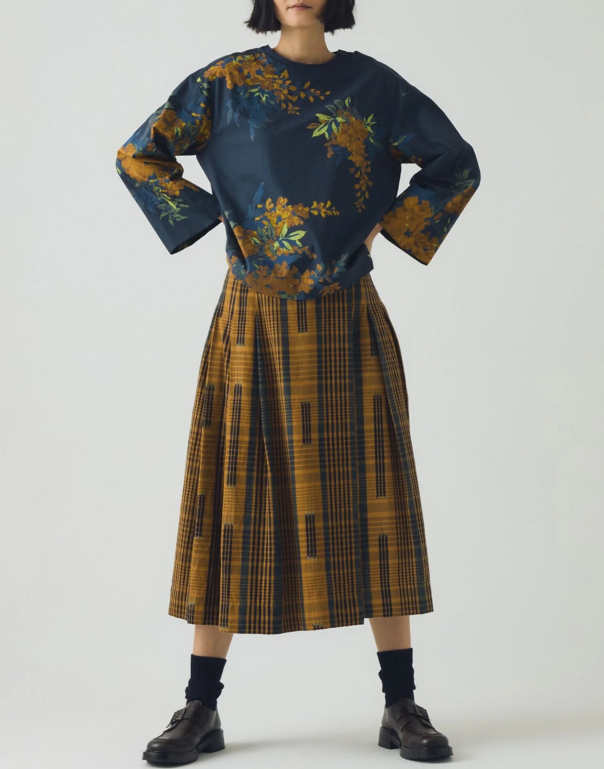 Blue Botanical Print Cotton Top