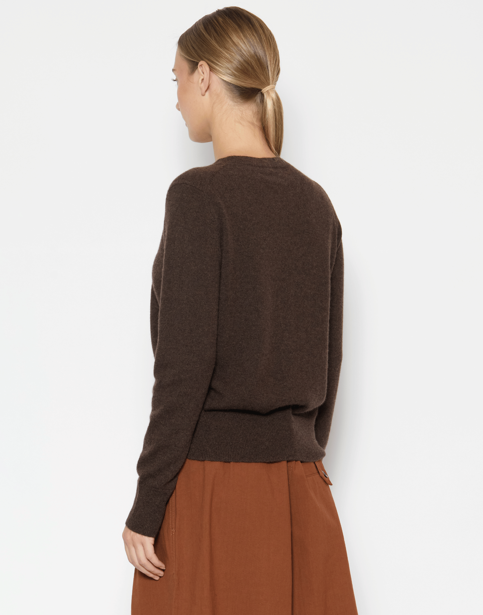 Chocolate Cashmere Crew Neck Cardigan