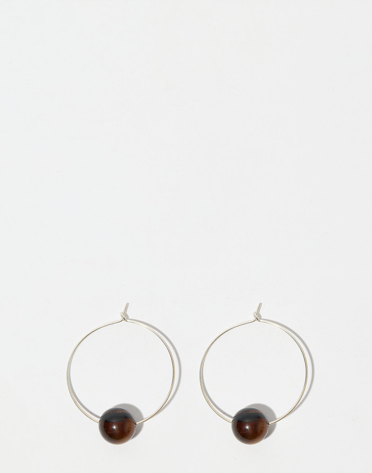 Tiger Eye & Silver Fern Hoop Earrings
