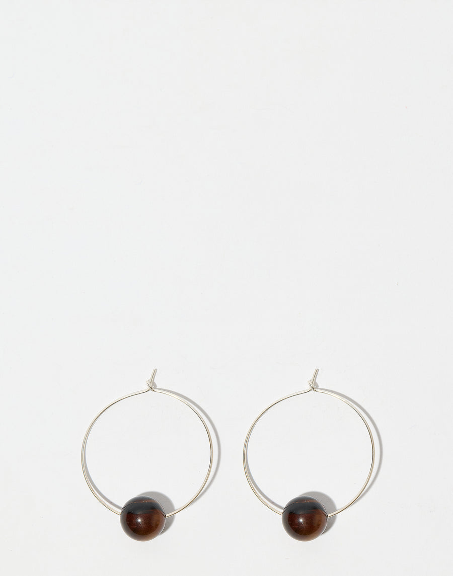Tiger Eye & Silver Fern Hoop Earrings