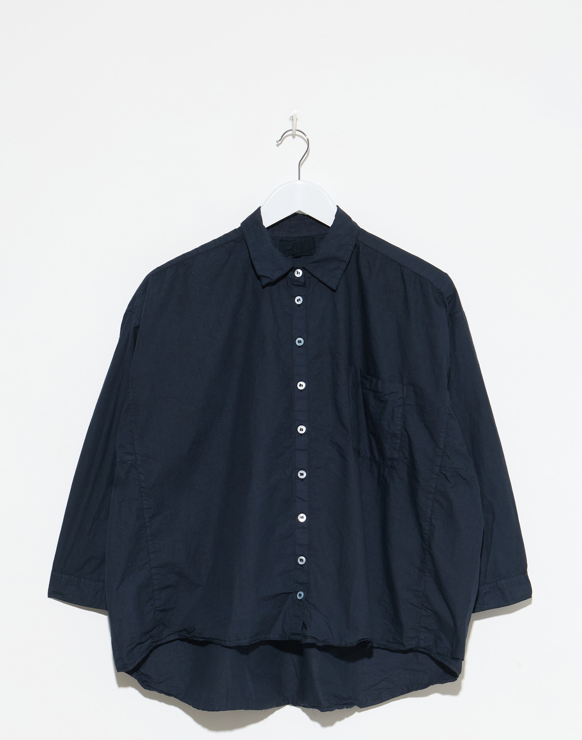 Navy Cotton Poplin Indra Shirt