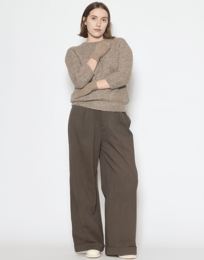 Barnwood Brown Cotton Painted Trousers