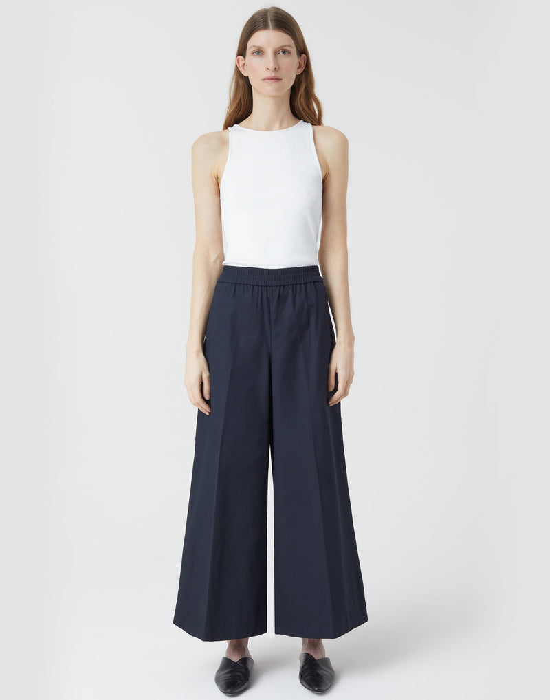 Navy Cotton Wide Leg Wren Pants