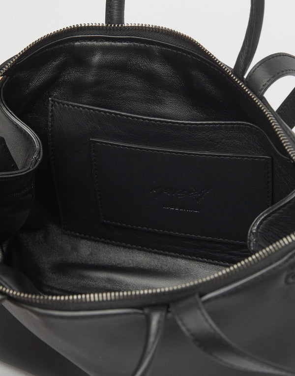 Black Leather Mini Orizzonte Bag