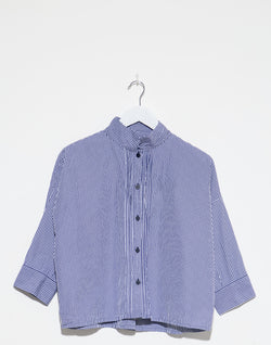 Navy Check Cotton Claudia Shirt