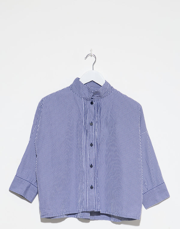 Navy Check Cotton Claudia Shirt