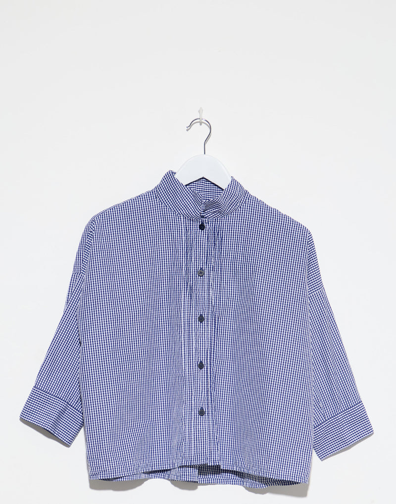 Navy Check Cotton Claudia Shirt
