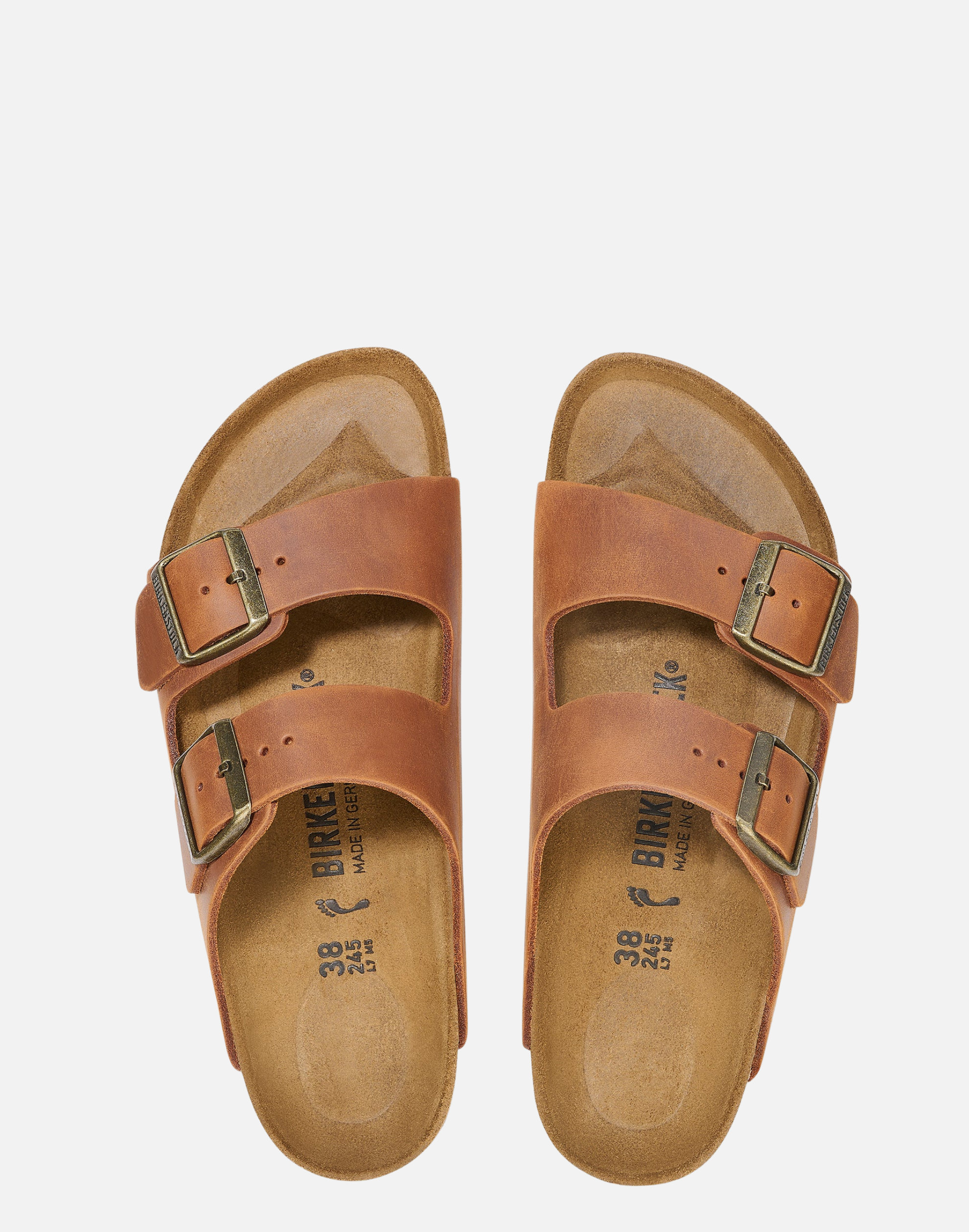 Regular Cognac Oiled Leather Arizona Sandals