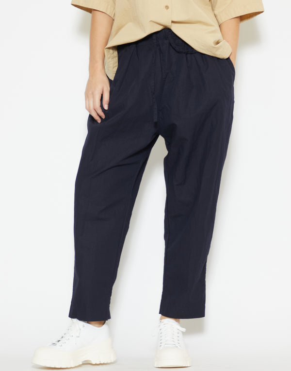 Navy Cotton & Linen Tippy Trousers