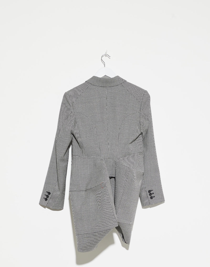 Asymmetric Herringbone Wool Blazer