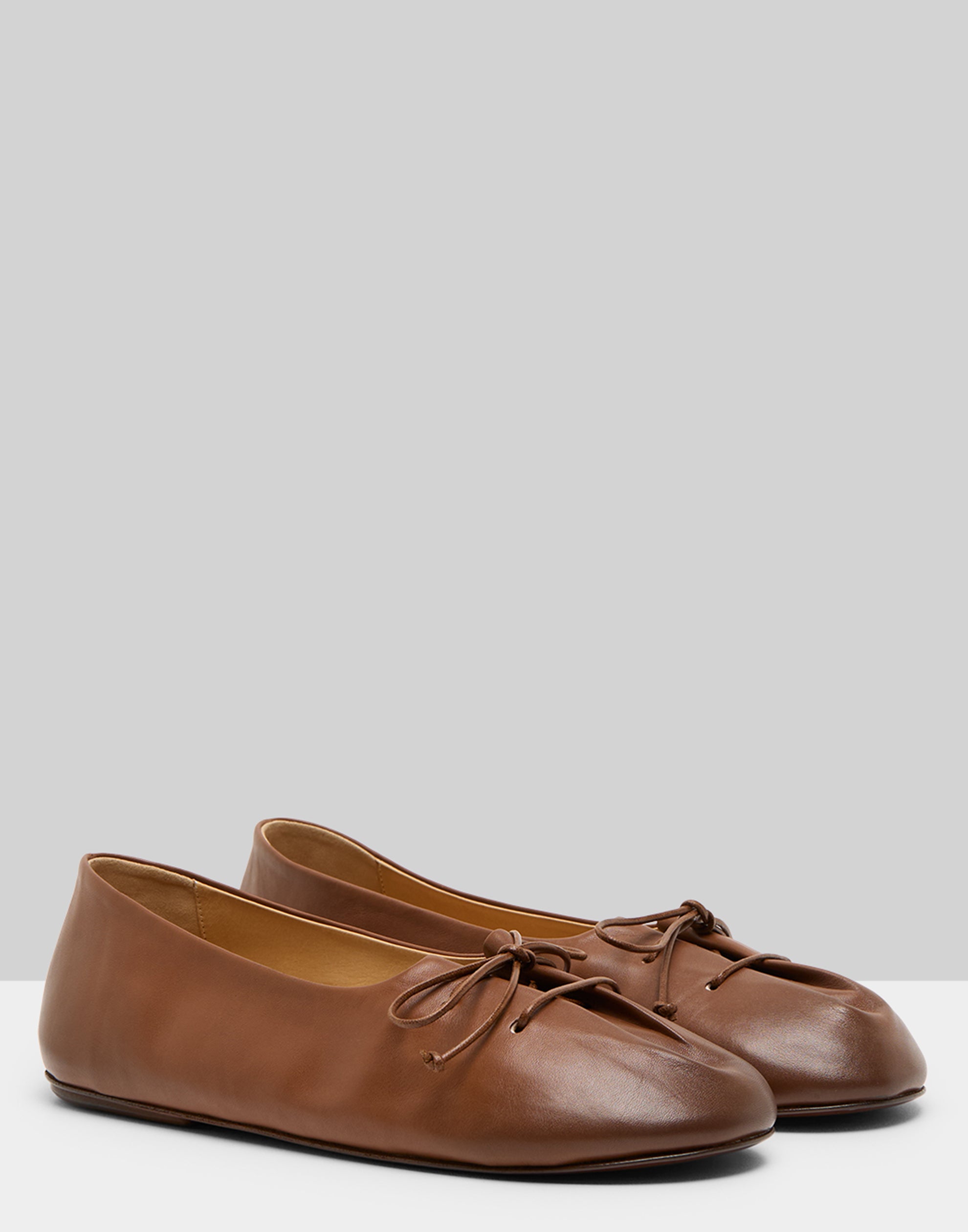 Basalt Brown Leather Girella Ballerina Shoes