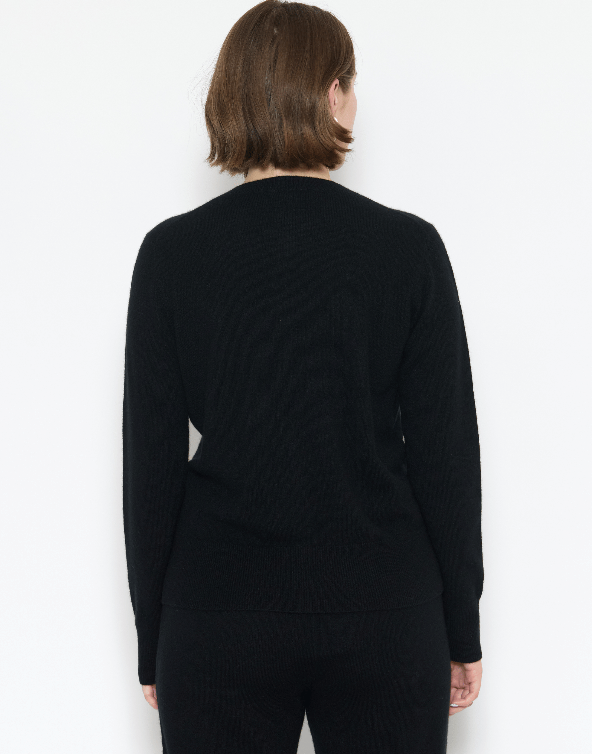 Black Cashmere Crew Neck Cardigan