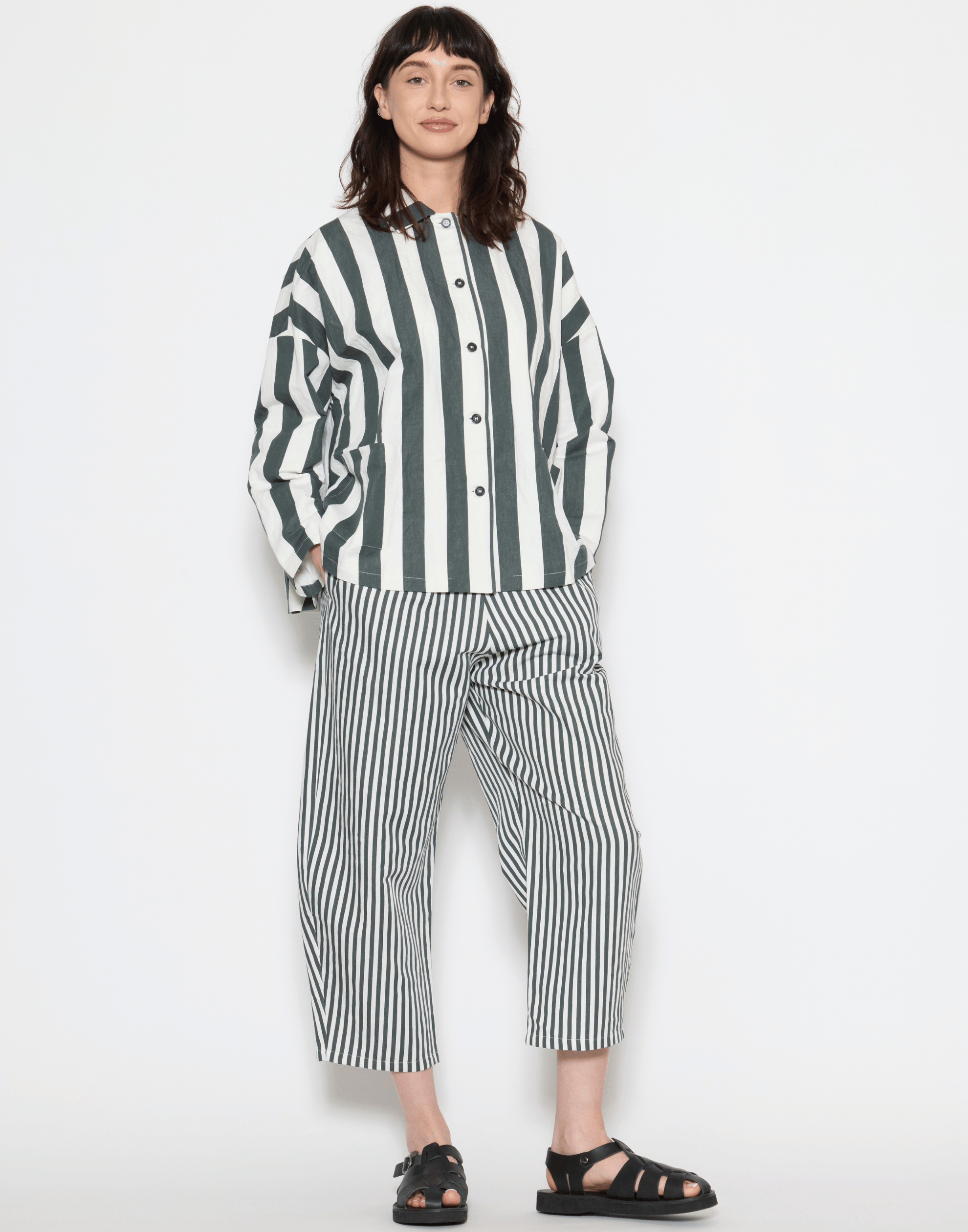 Cement Stripe Cotton & Linen Jacket