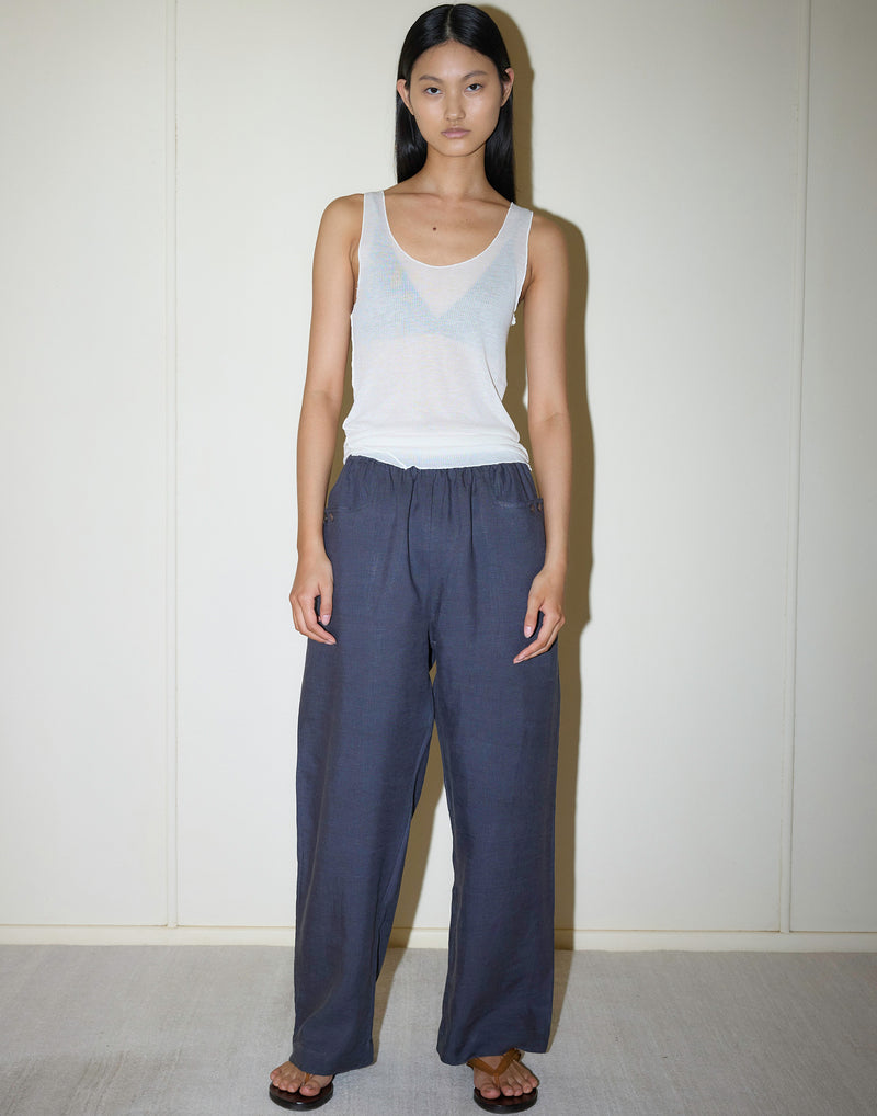 Ink Linen Square Pocket Pants