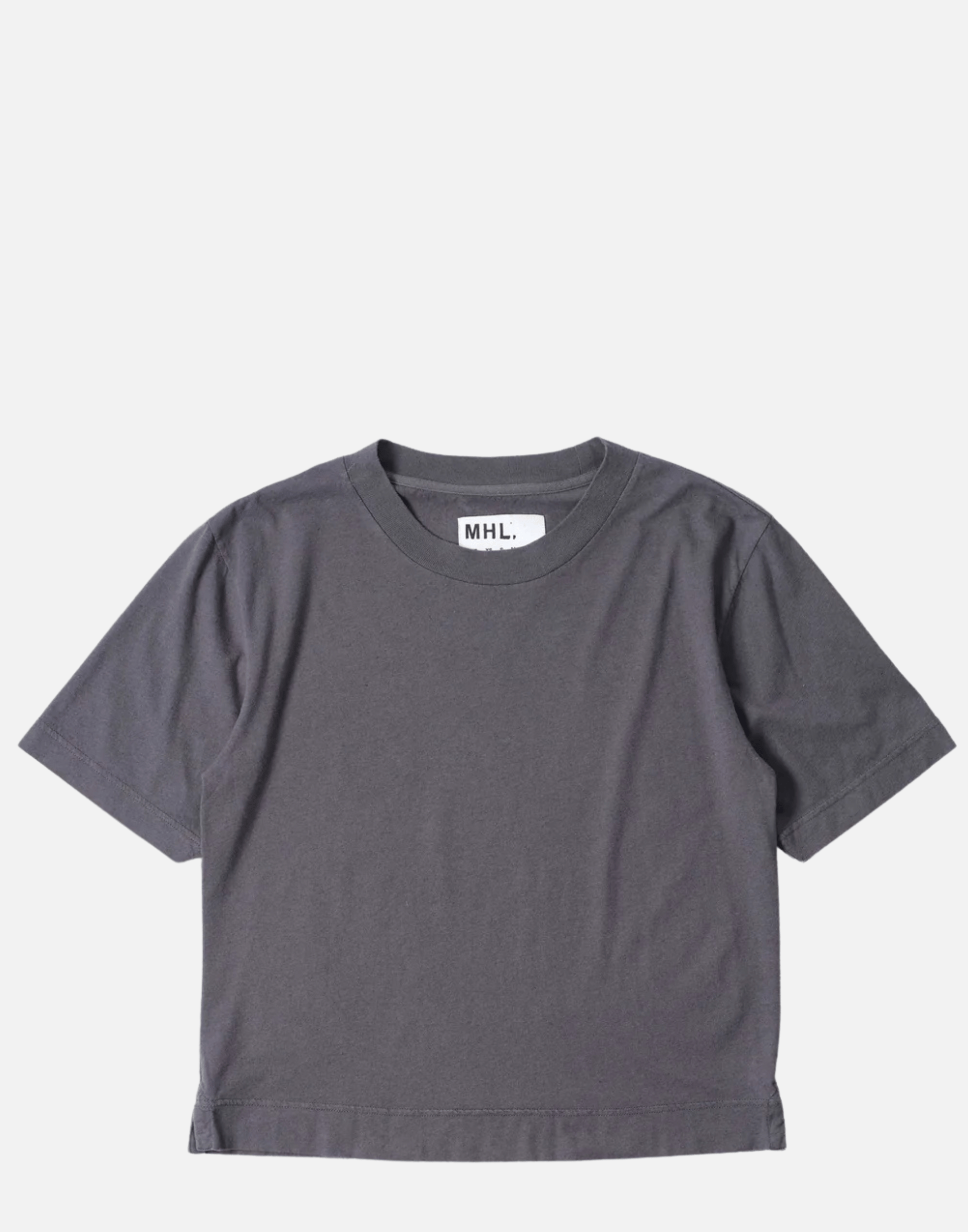 Slate Blue Cotton & Linen Simple T-Shirt