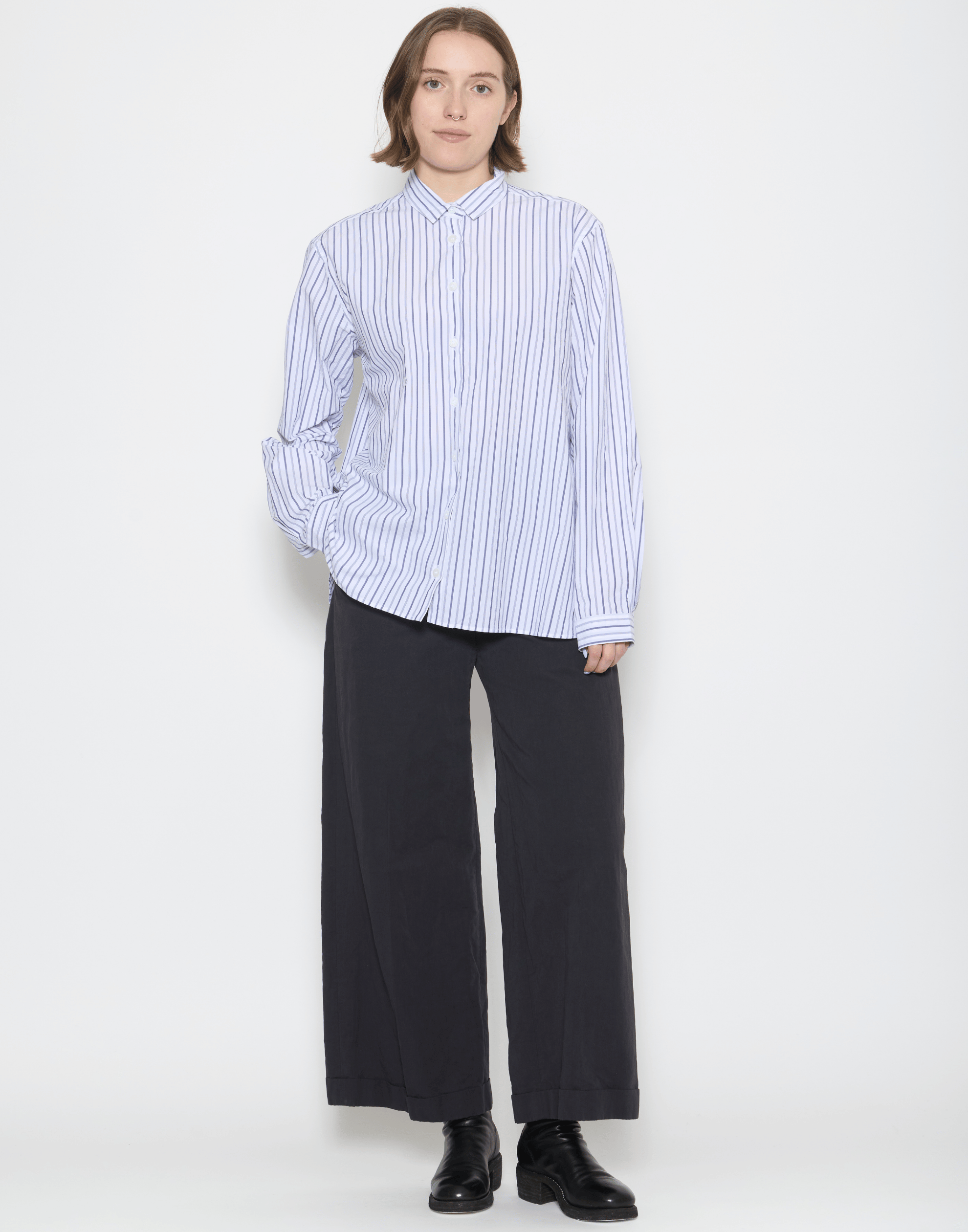 Multi Stripe Cotton Loose Tyrol Shirt