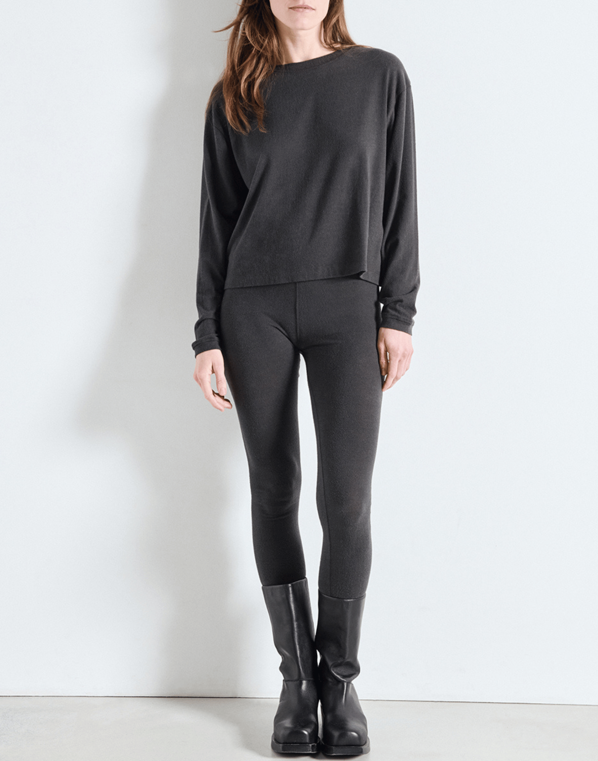Carbon Cotton Blend Ypawood Long Sleeve T-Shirt