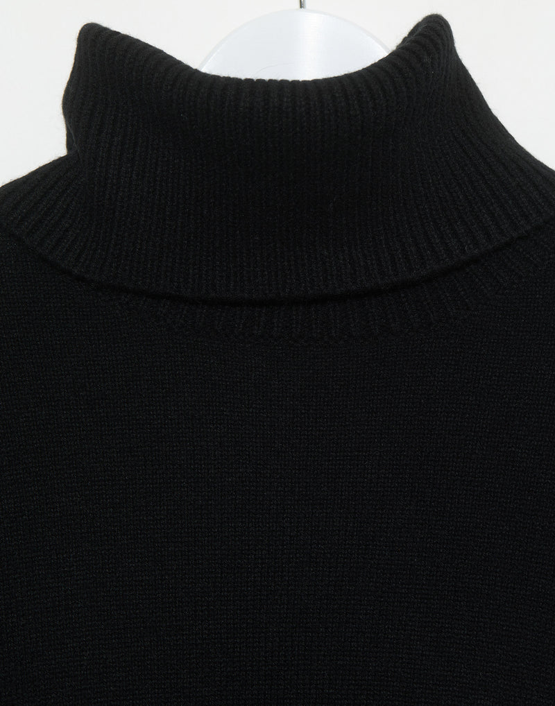 Black Cashmere Chunky Rollneck Pullover