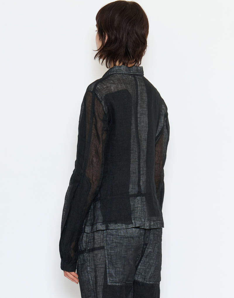 Black Patch Linen Jacket