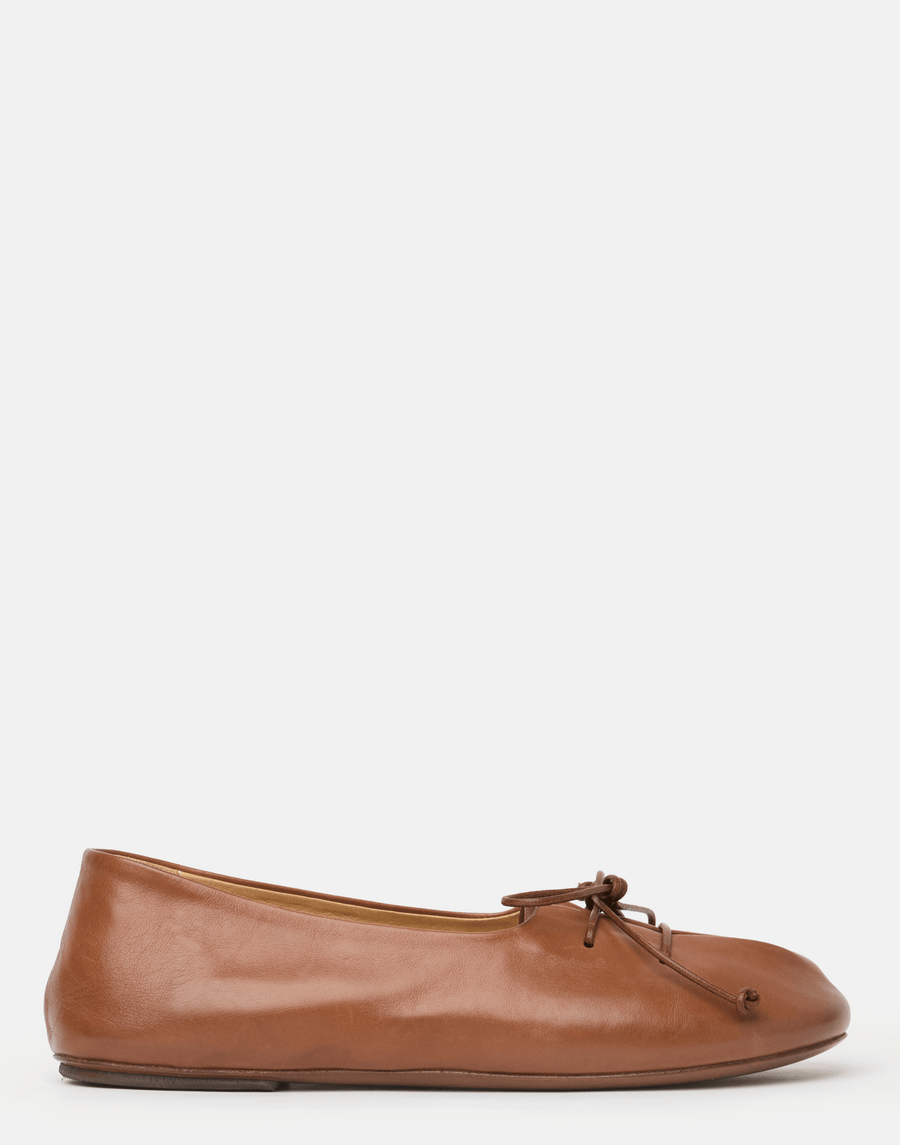 Basalt Brown Leather Girella Ballerina Shoes