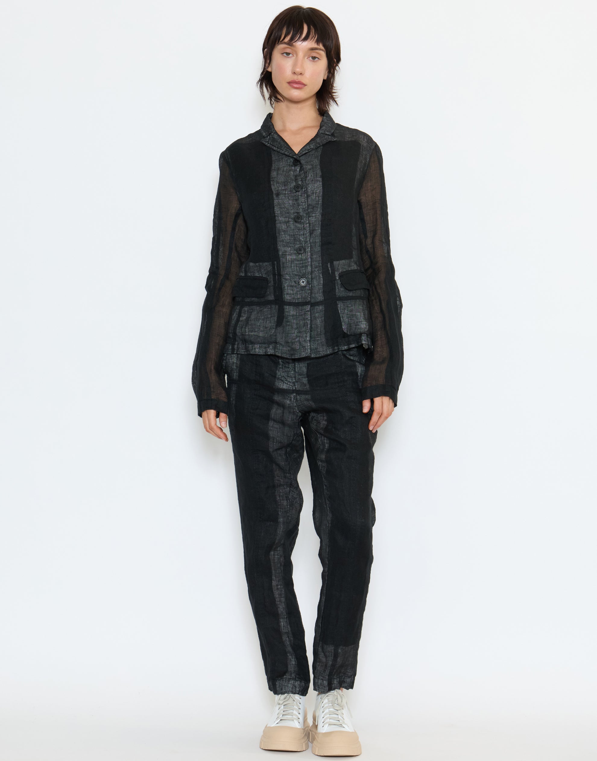 Black Patch Linen Jacket
