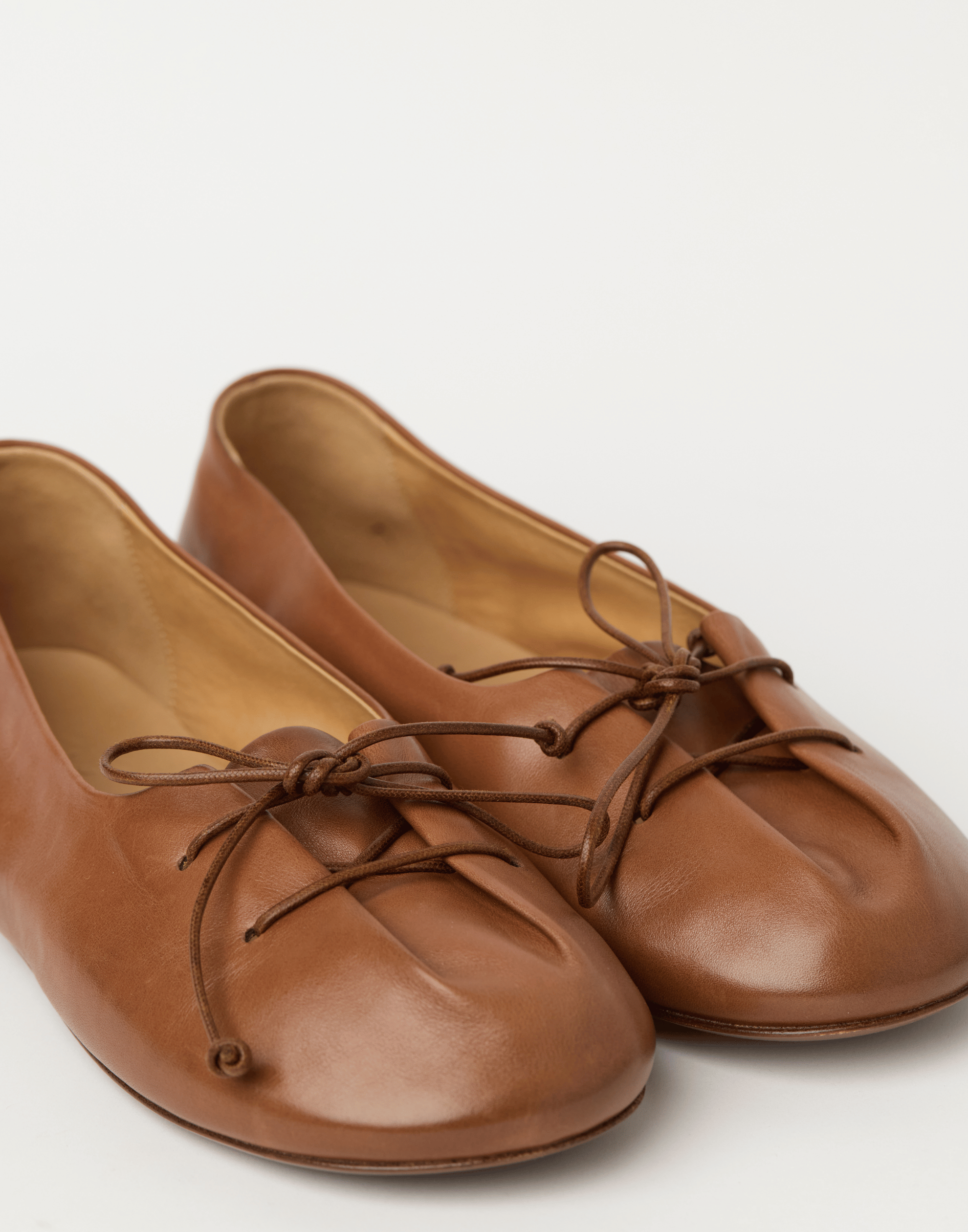 Basalt Brown Leather Girella Ballerina Shoes