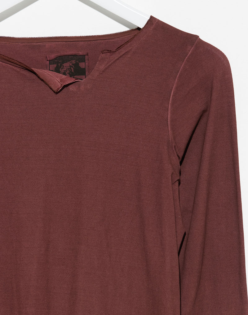 Rust Red Cotton Long Sleeve T-Shirt