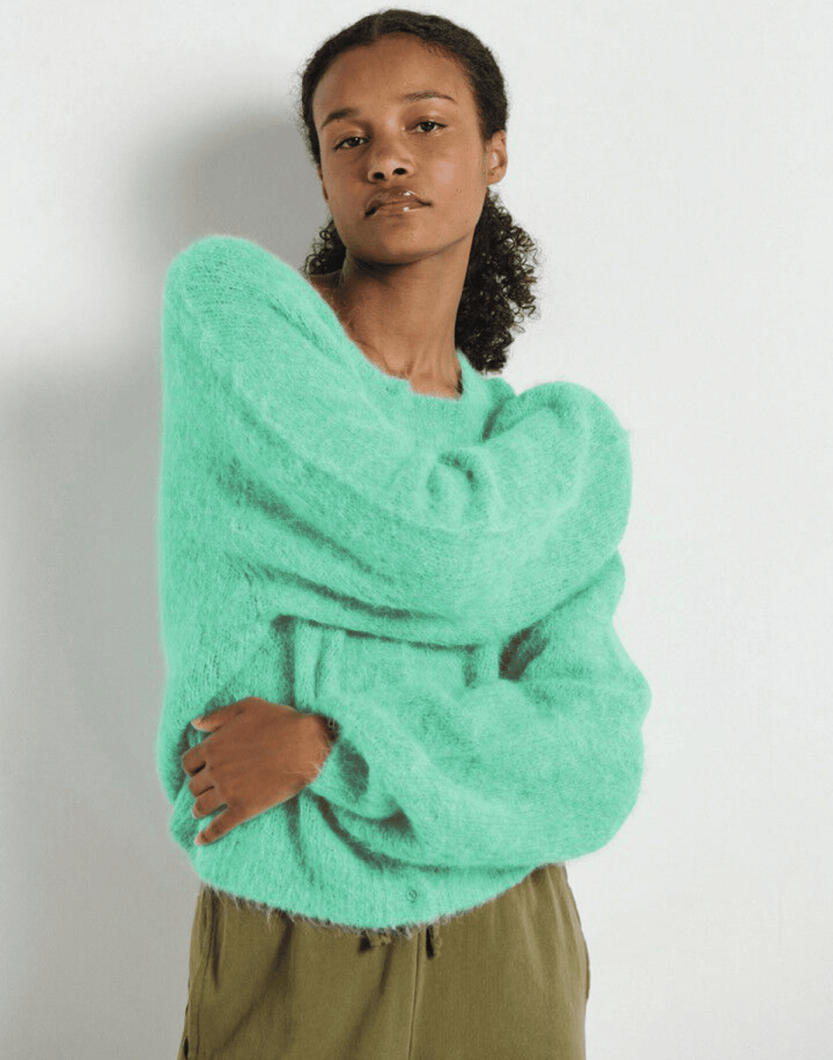 Mint Marl Alpaca Blend Niby Cardigan