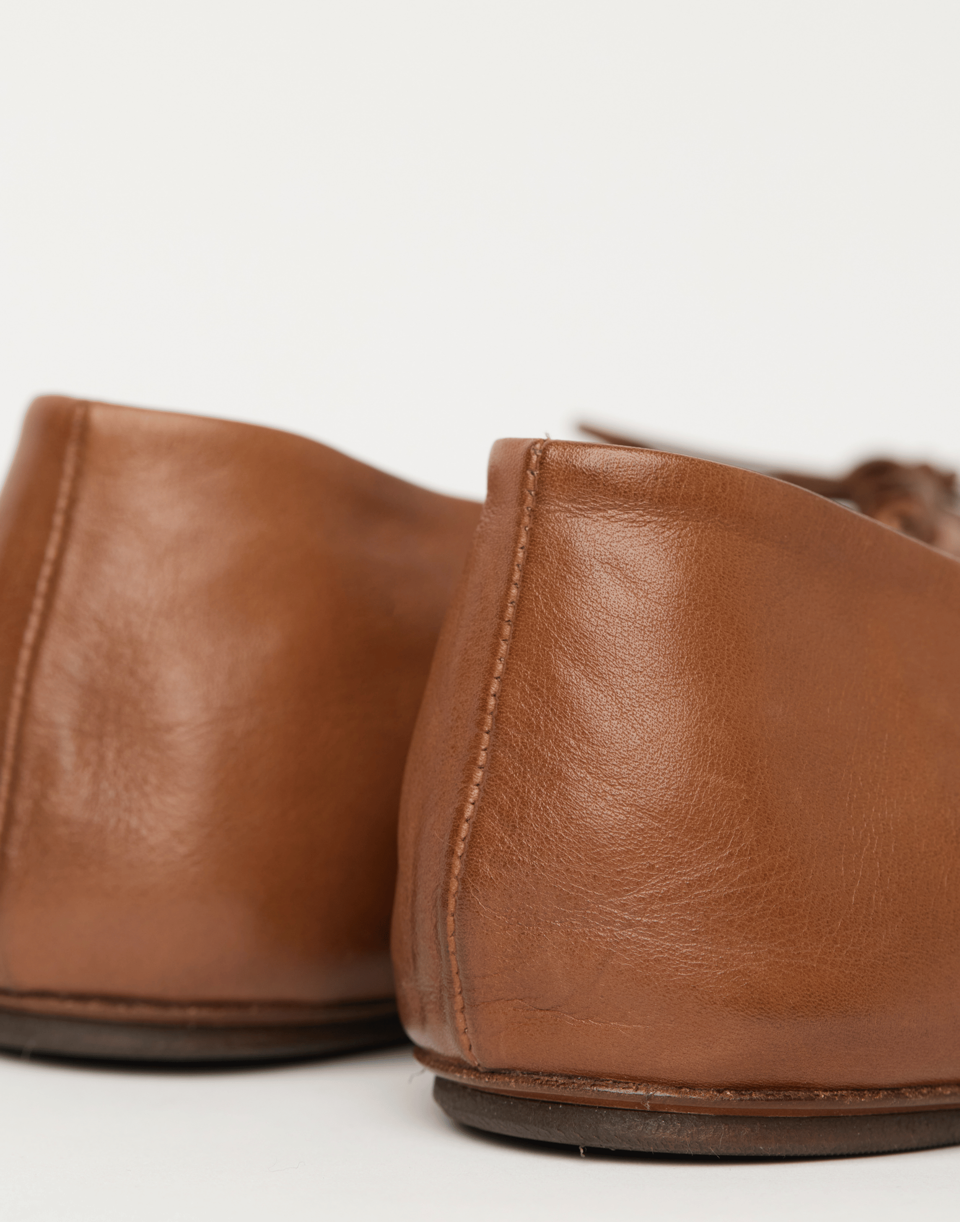 Basalt Brown Leather Girella Ballerina Shoes