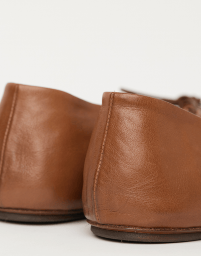 Basalt Brown Leather Girella Ballerina Shoes