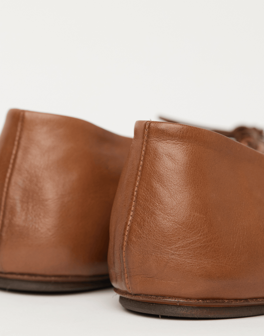 Basalt Brown Leather Girella Ballerina Shoes