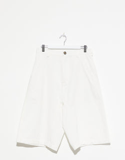 Off White Cotton Twill Pluto Shorts