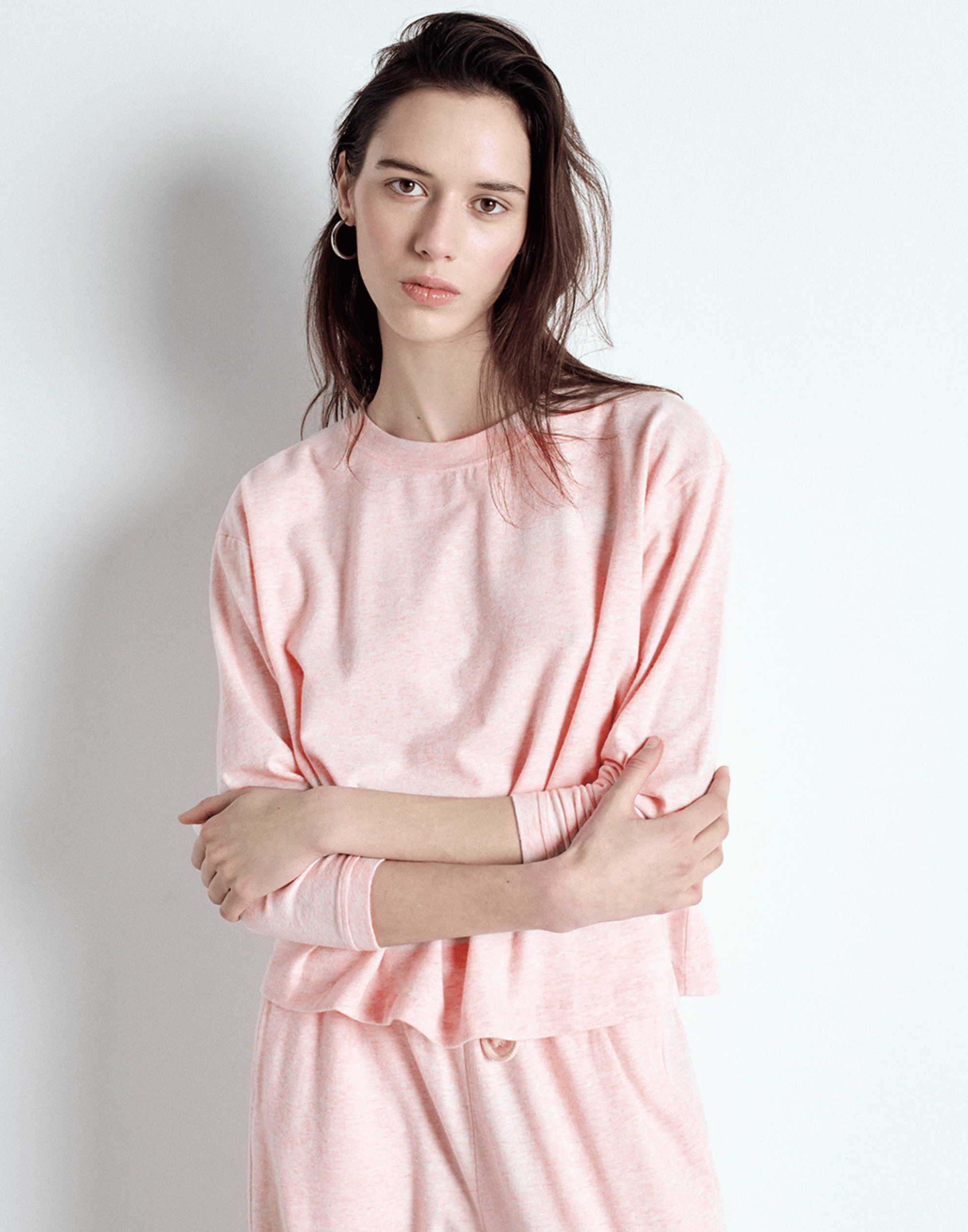 Icing Melange Cotton Blend Ypawood Long Sleeve T-Shirt