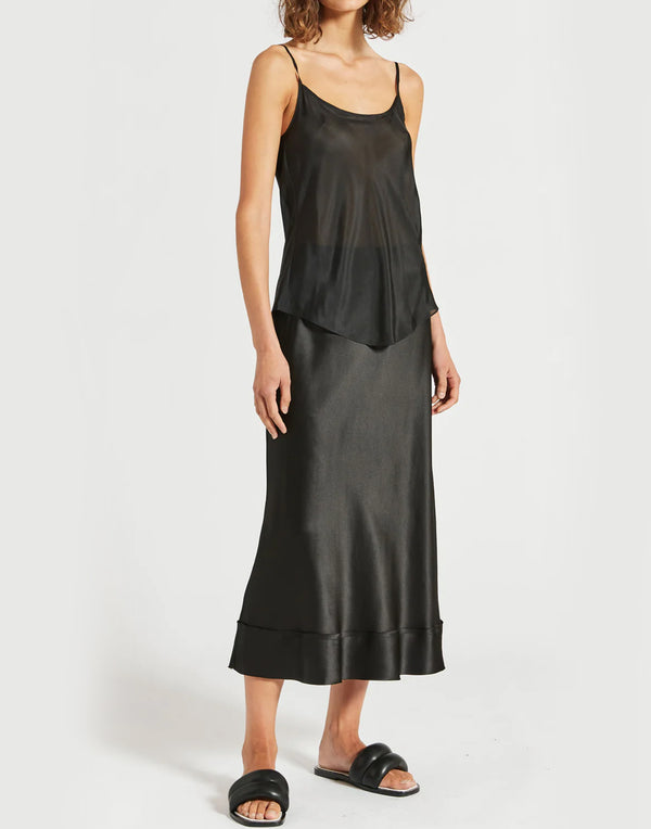 Black Habotai Silk Bias Cami
