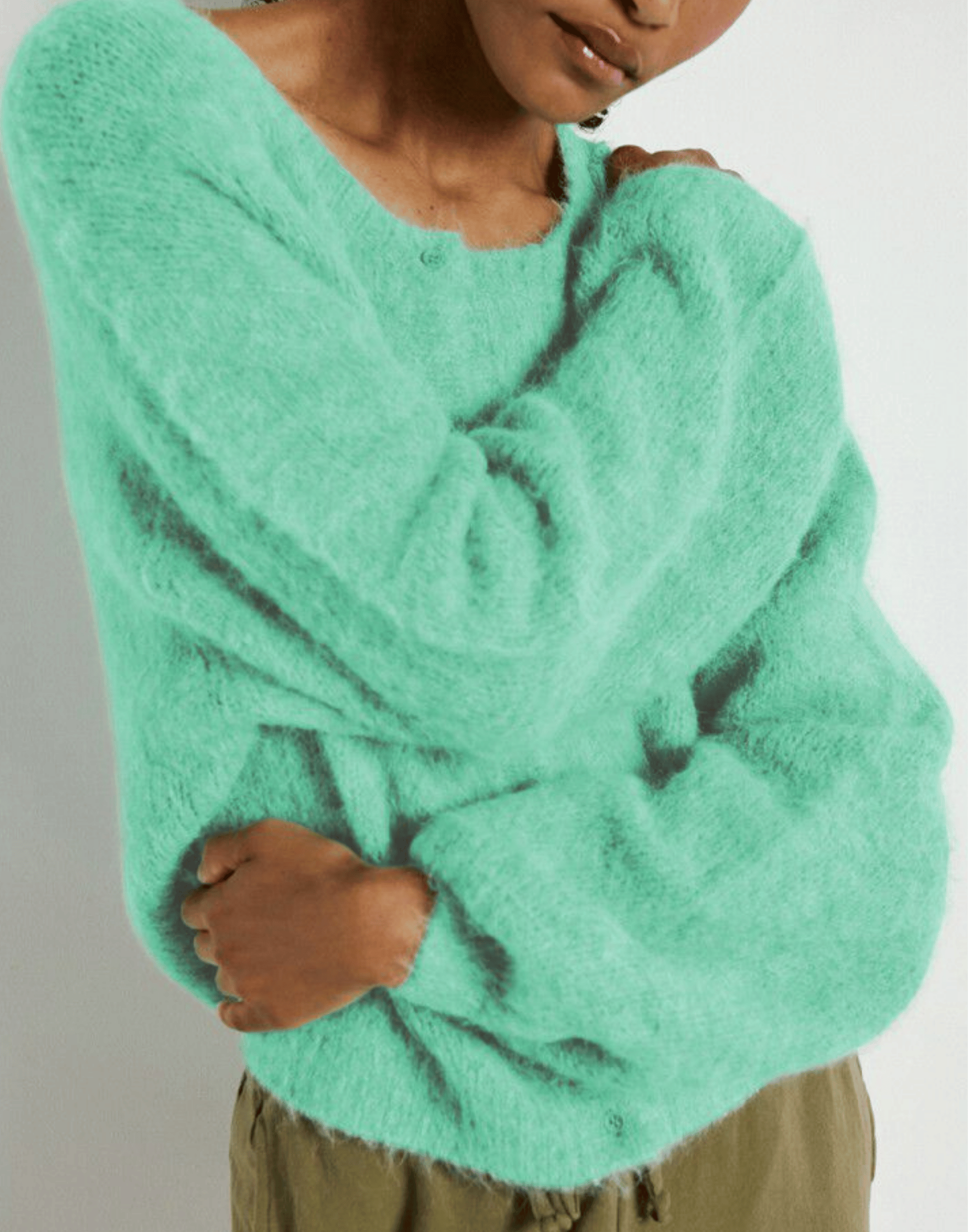 Mint Marl Alpaca Blend Niby Cardigan