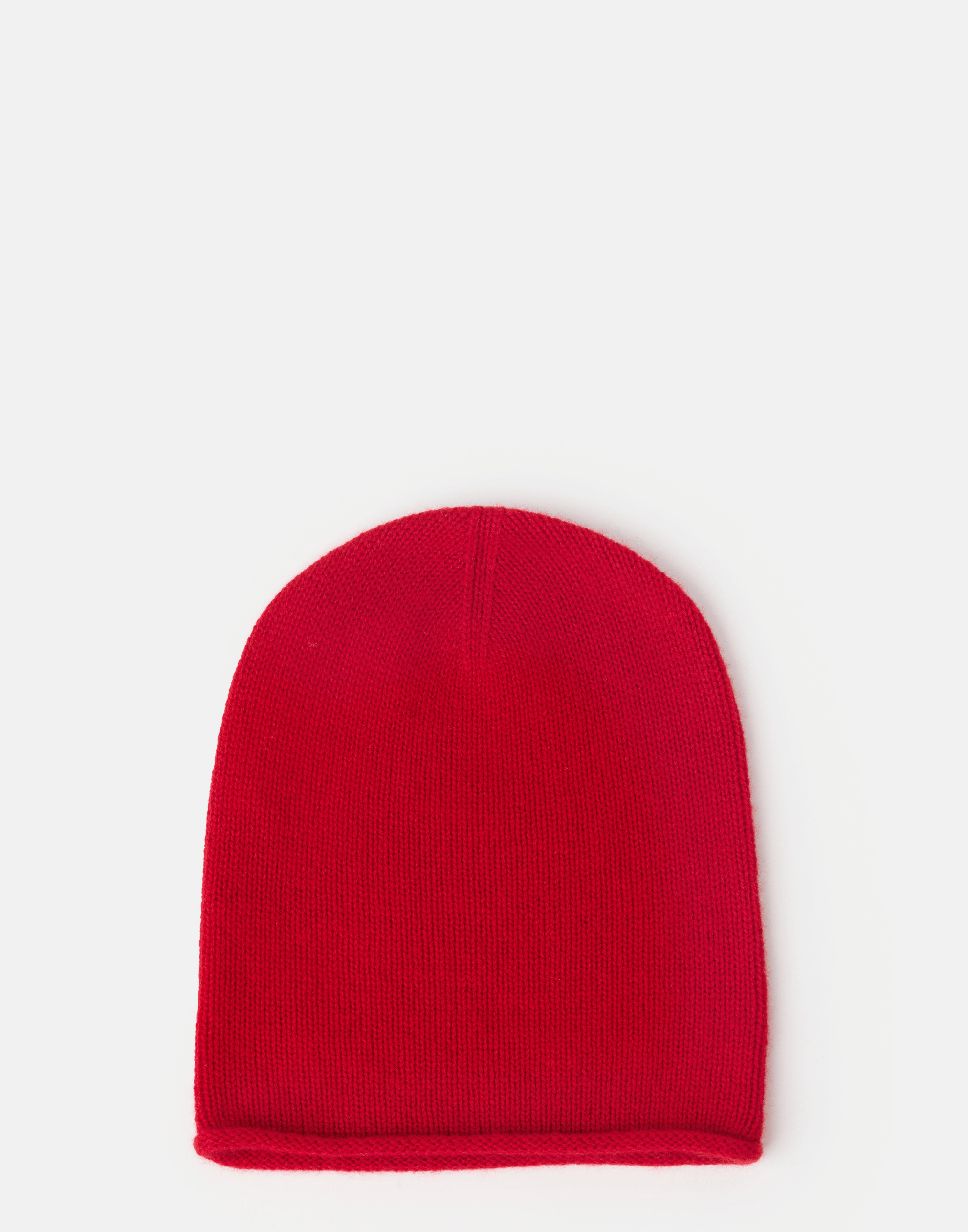 Scarlet Red Cashmere Rolled Edge Beanie
