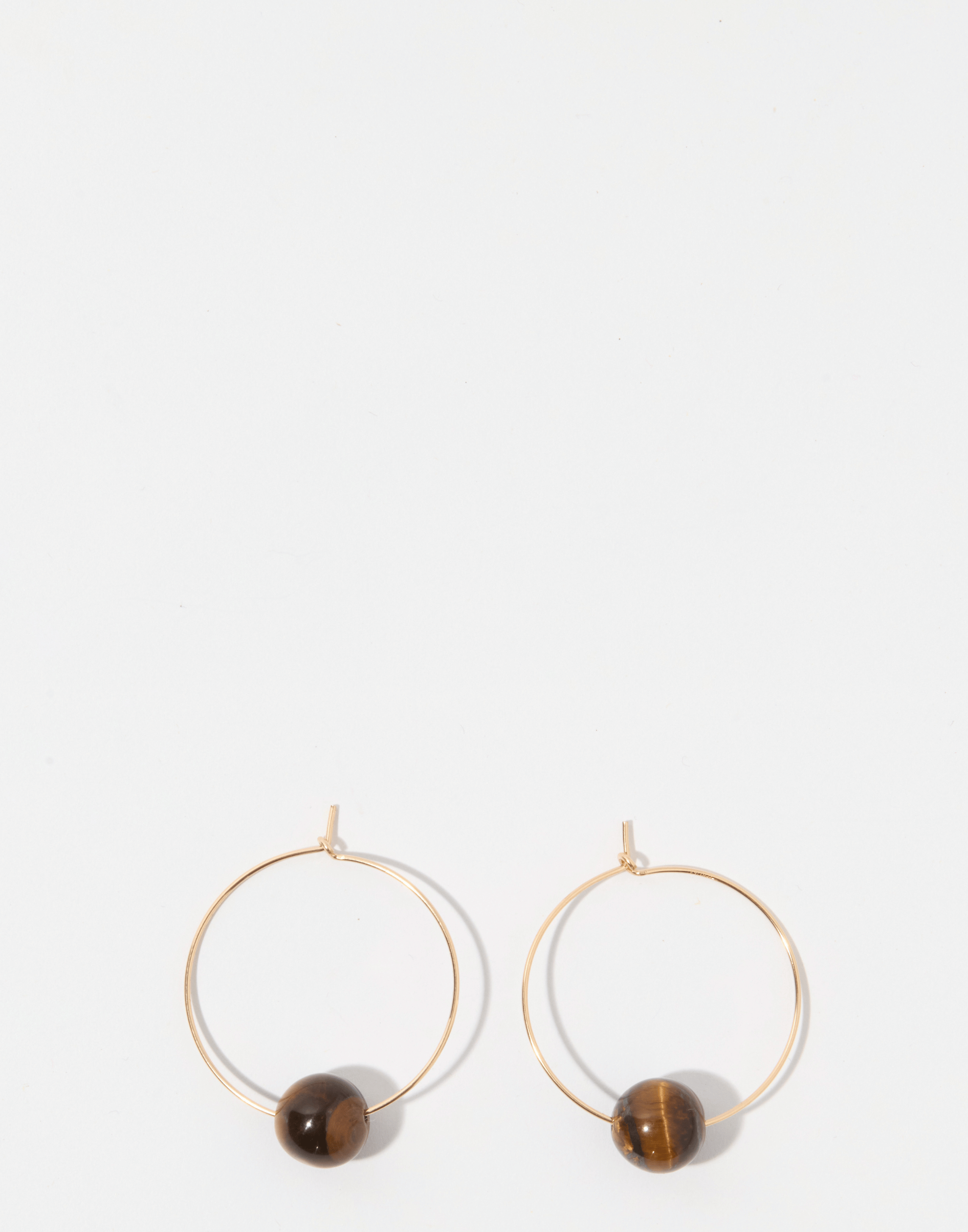 Tiger Eye & Gold Fern Hoop Earrings