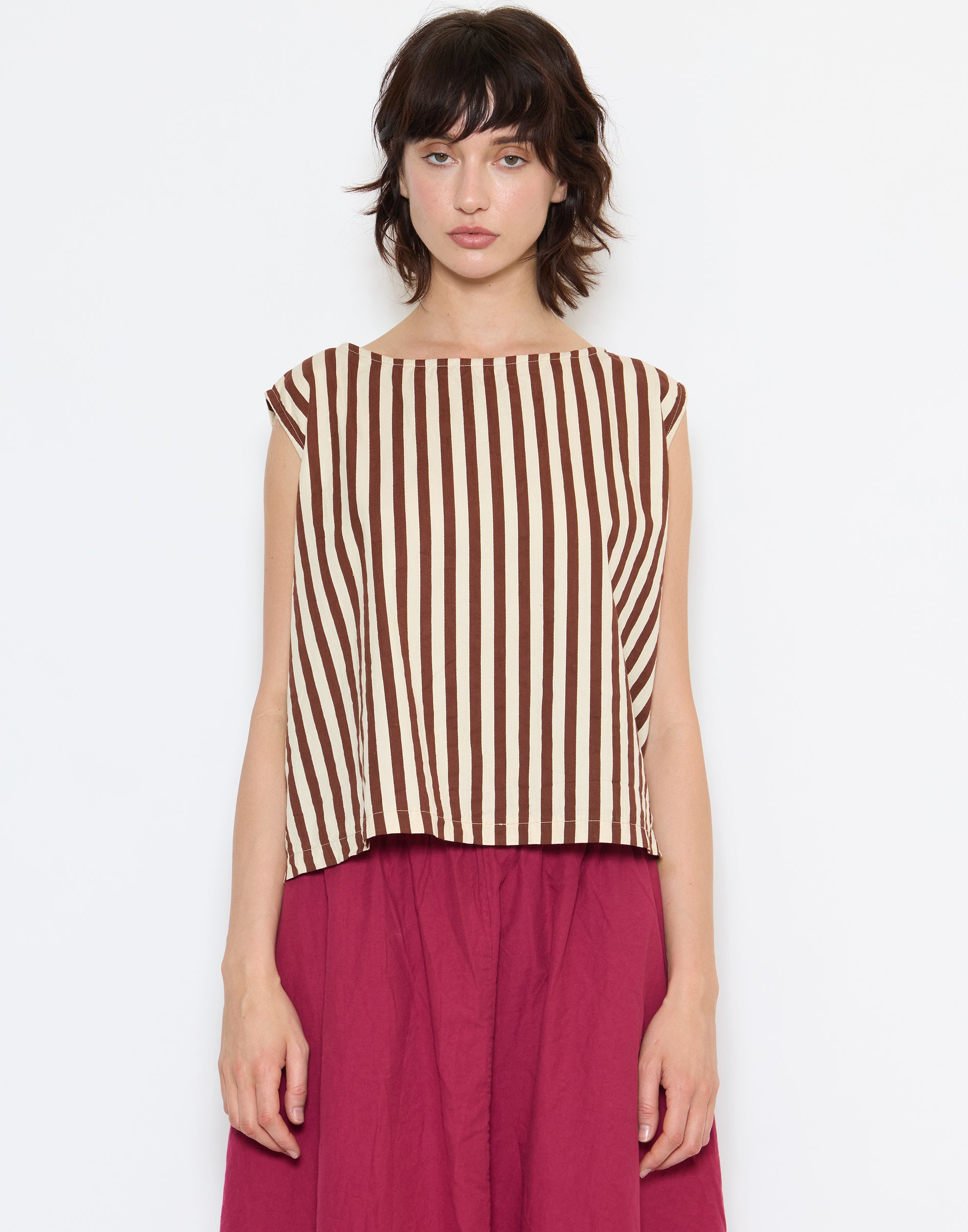 Coco Stripe Cotton Twill Anna Top