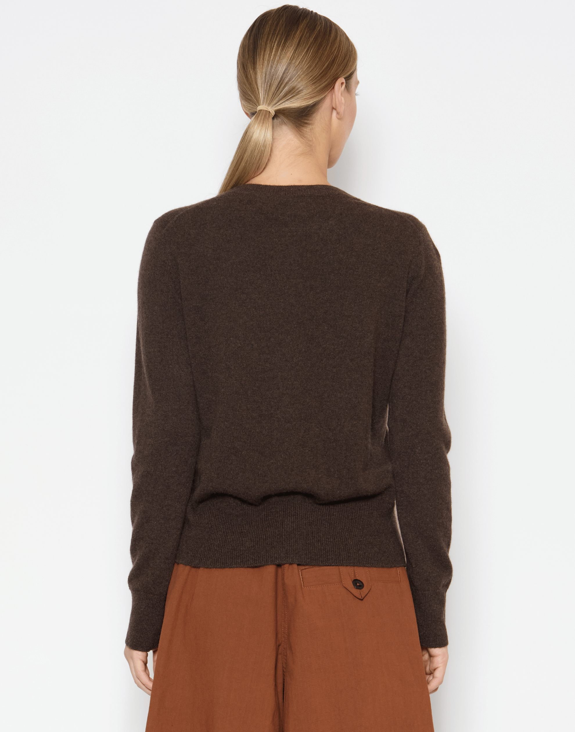 Chocolate Cashmere Crew Neck Cardigan