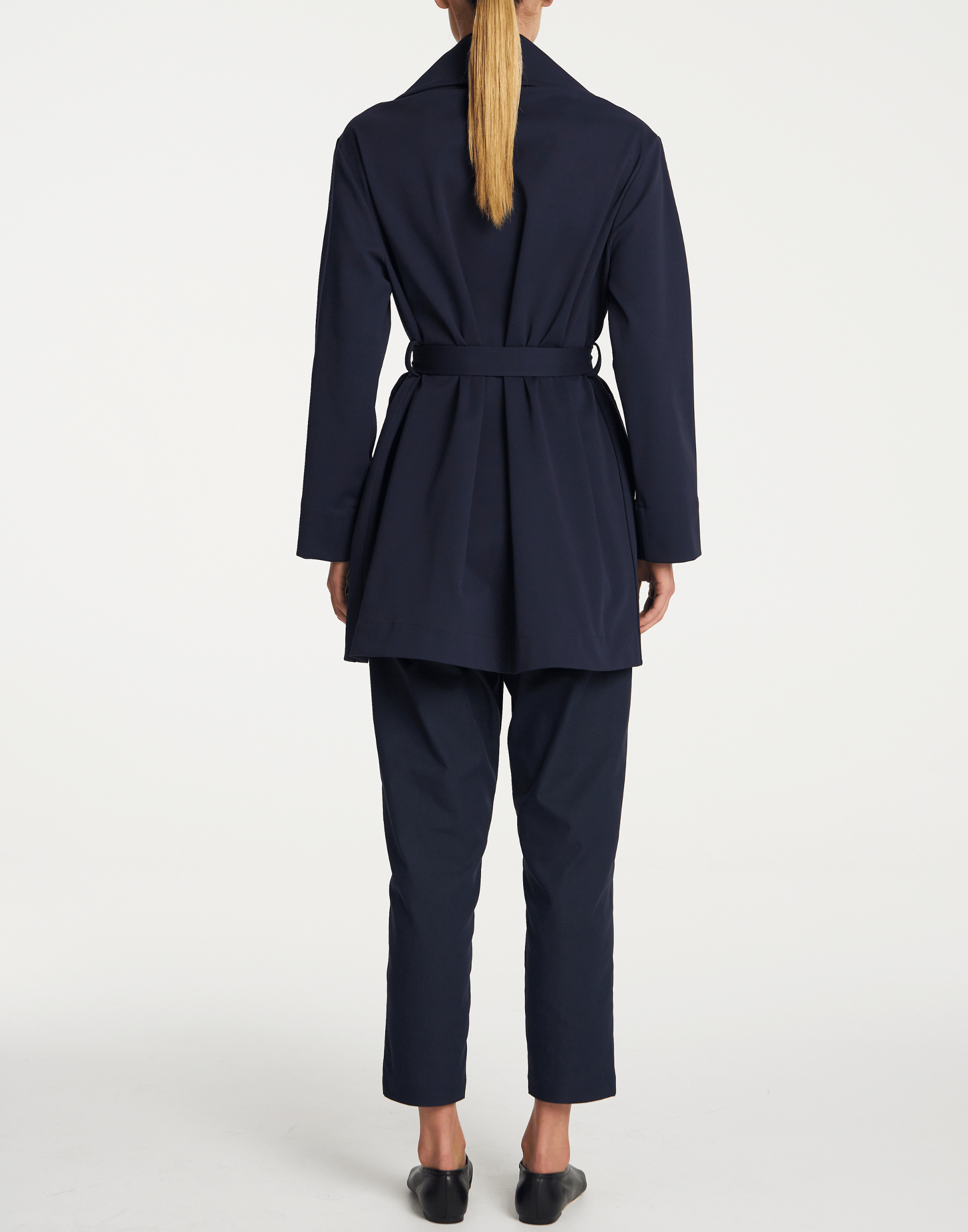 Indigo Stretch Twill Tapered Flat Pants